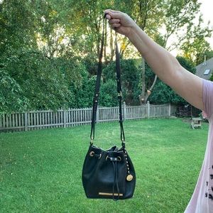 Brahmin Lexie black leather bucket crossbody